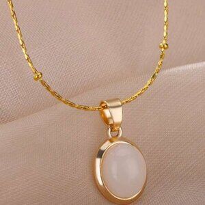 18k Gold over sterling silver with natural white stone Necklace